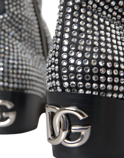 Dolce & Gabbana Black Rhinestone Crystal Chelsea Boots Shoes Dolce & Gabbana