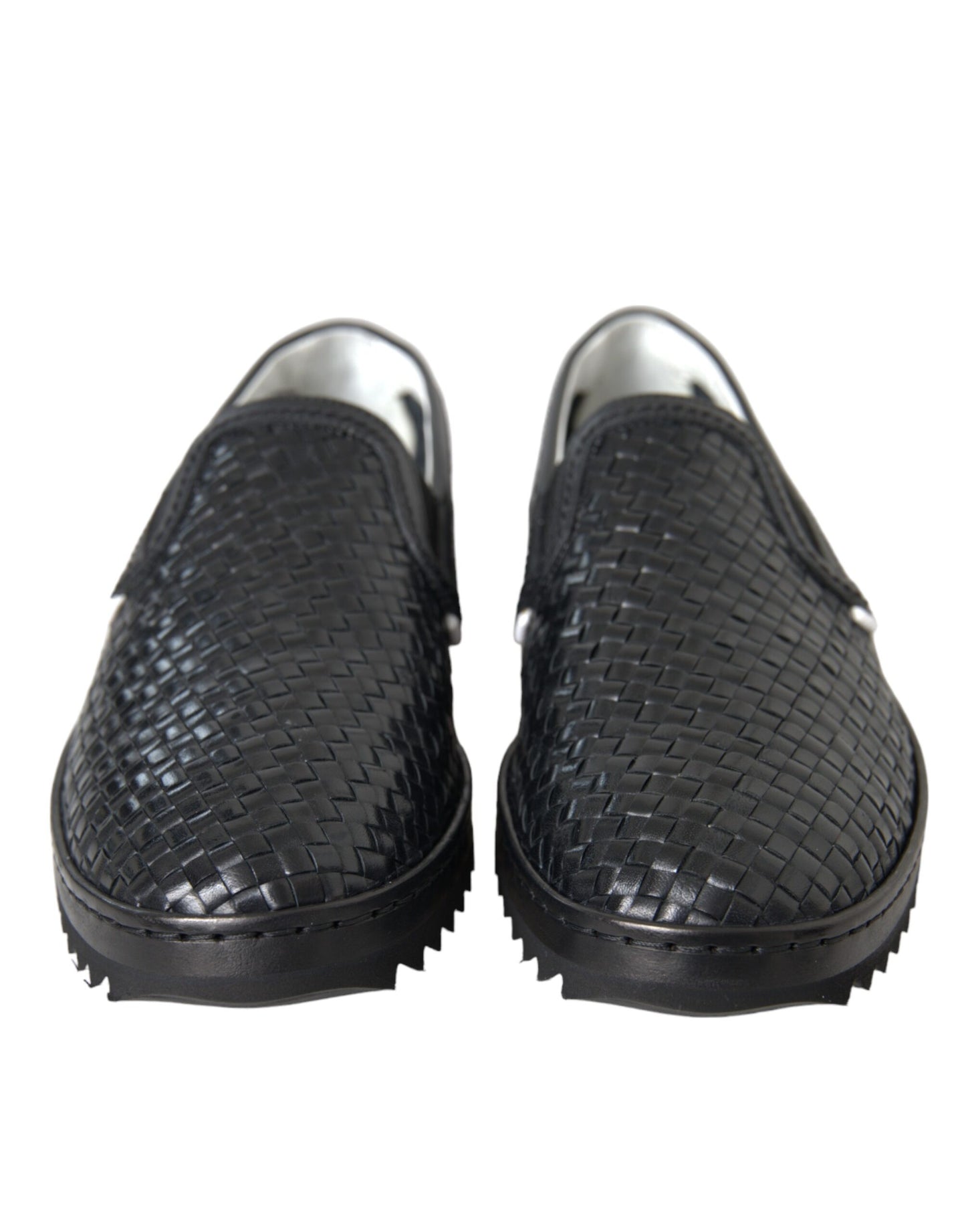 Dolce & Gabbana Black Woven Buffalo Leather Men Loafers Shoes Dolce & Gabbana