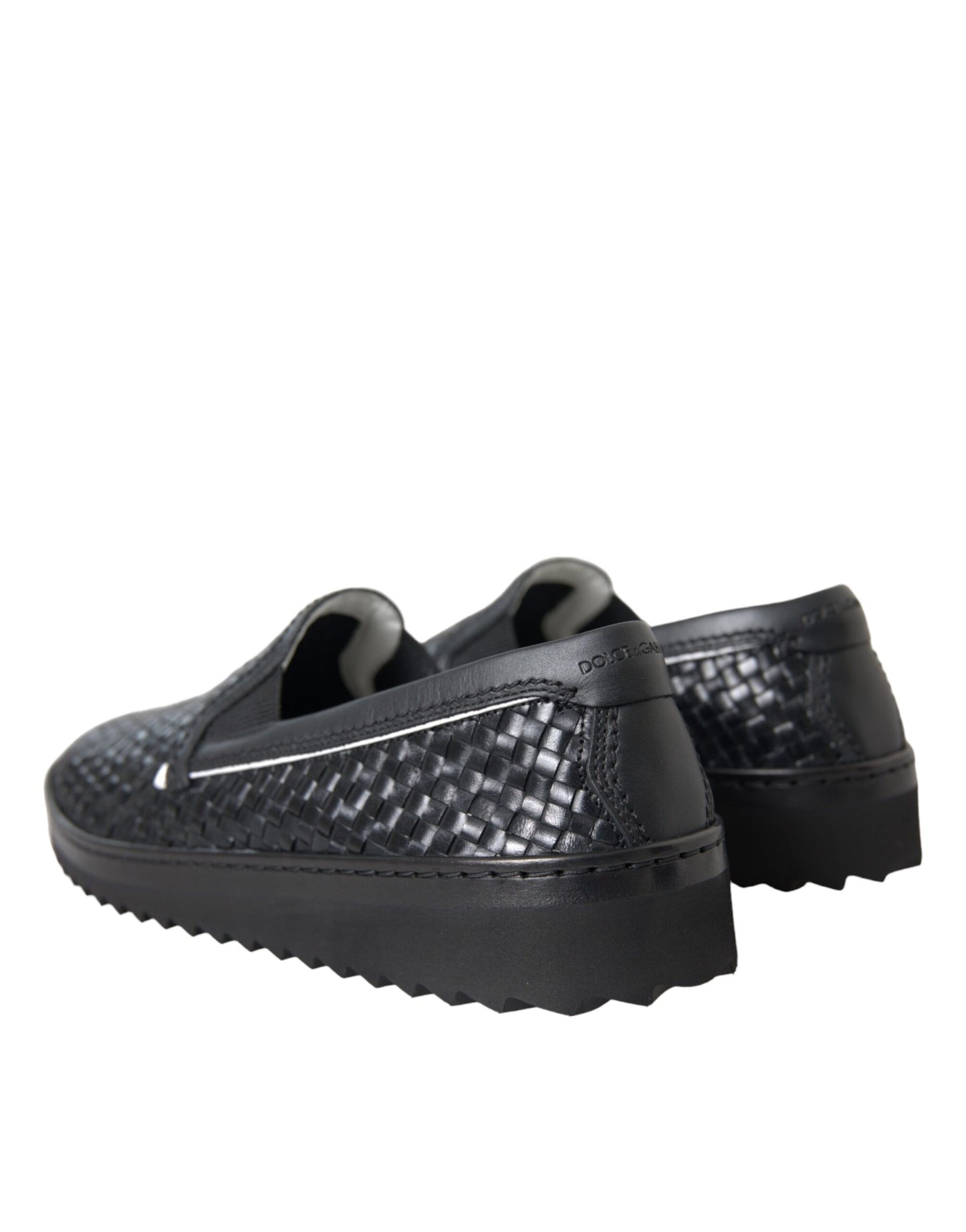 Dolce & Gabbana Black Woven Buffalo Leather Men Loafers Shoes Dolce & Gabbana