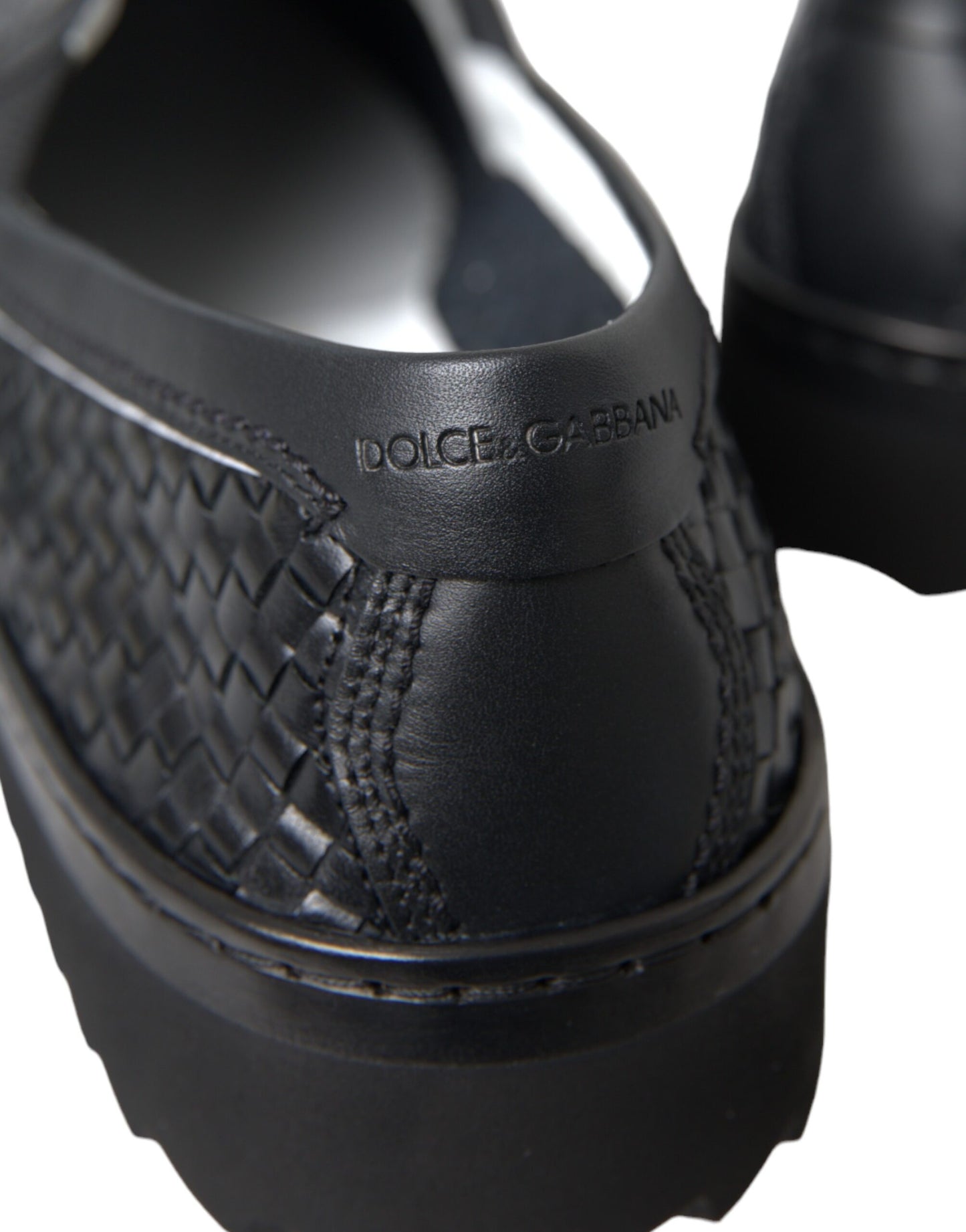 Dolce & Gabbana Black Woven Buffalo Leather Men Loafers Shoes Dolce & Gabbana