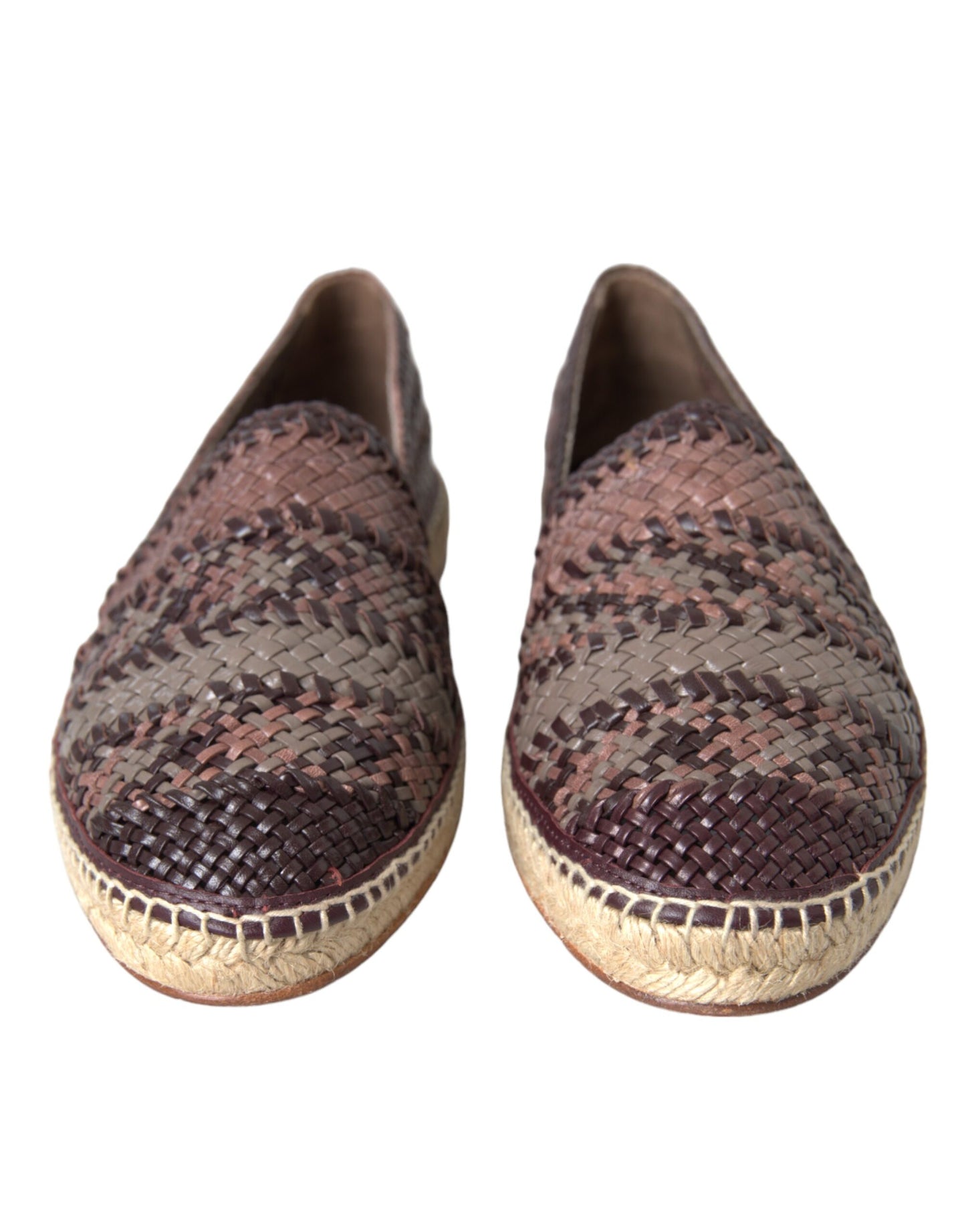 Dolce & Gabbana Brown Buffalo Leather Espadrille Flats Shoes Dolce & Gabbana