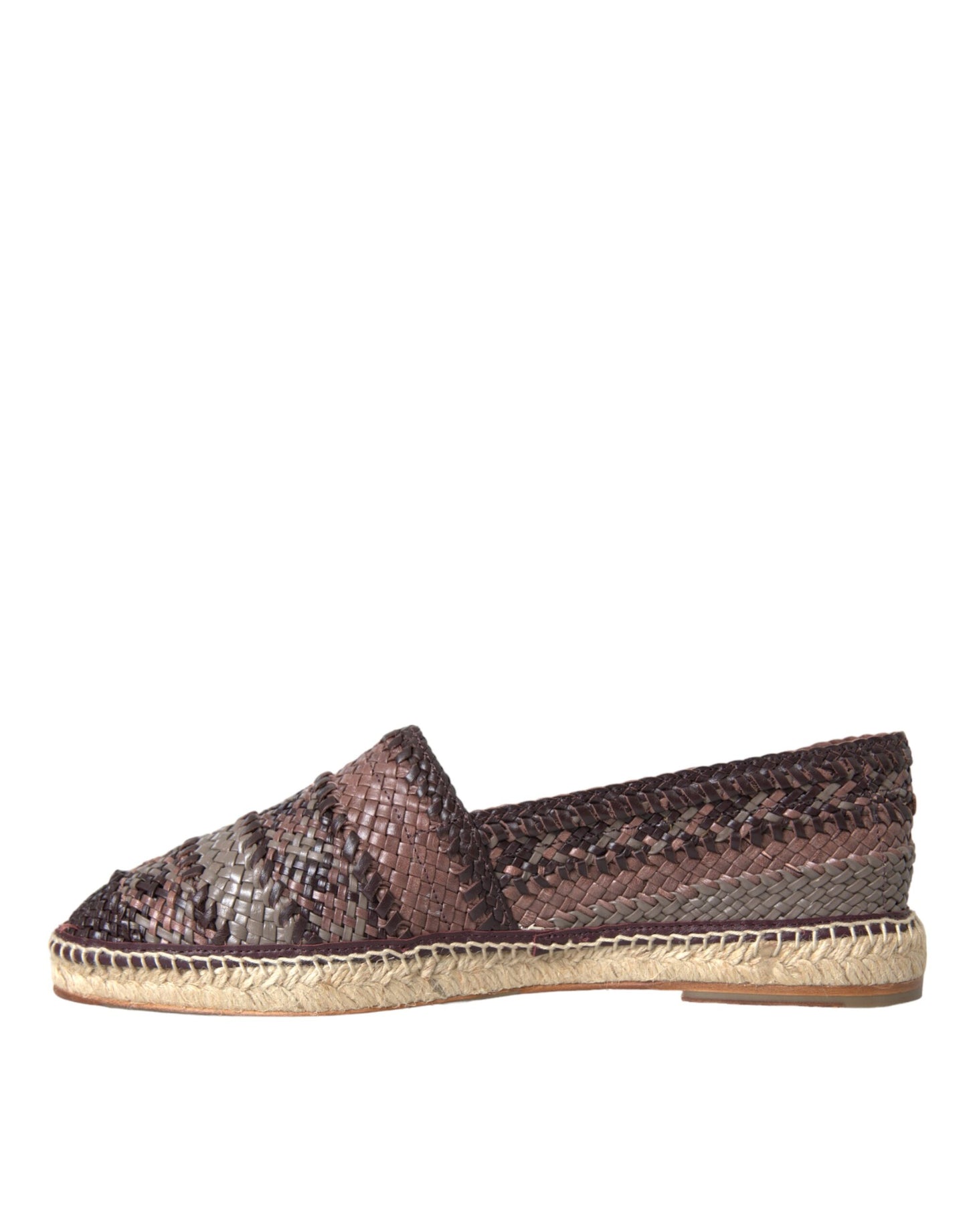 Dolce & Gabbana Brown Buffalo Leather Espadrille Flats Shoes Dolce & Gabbana