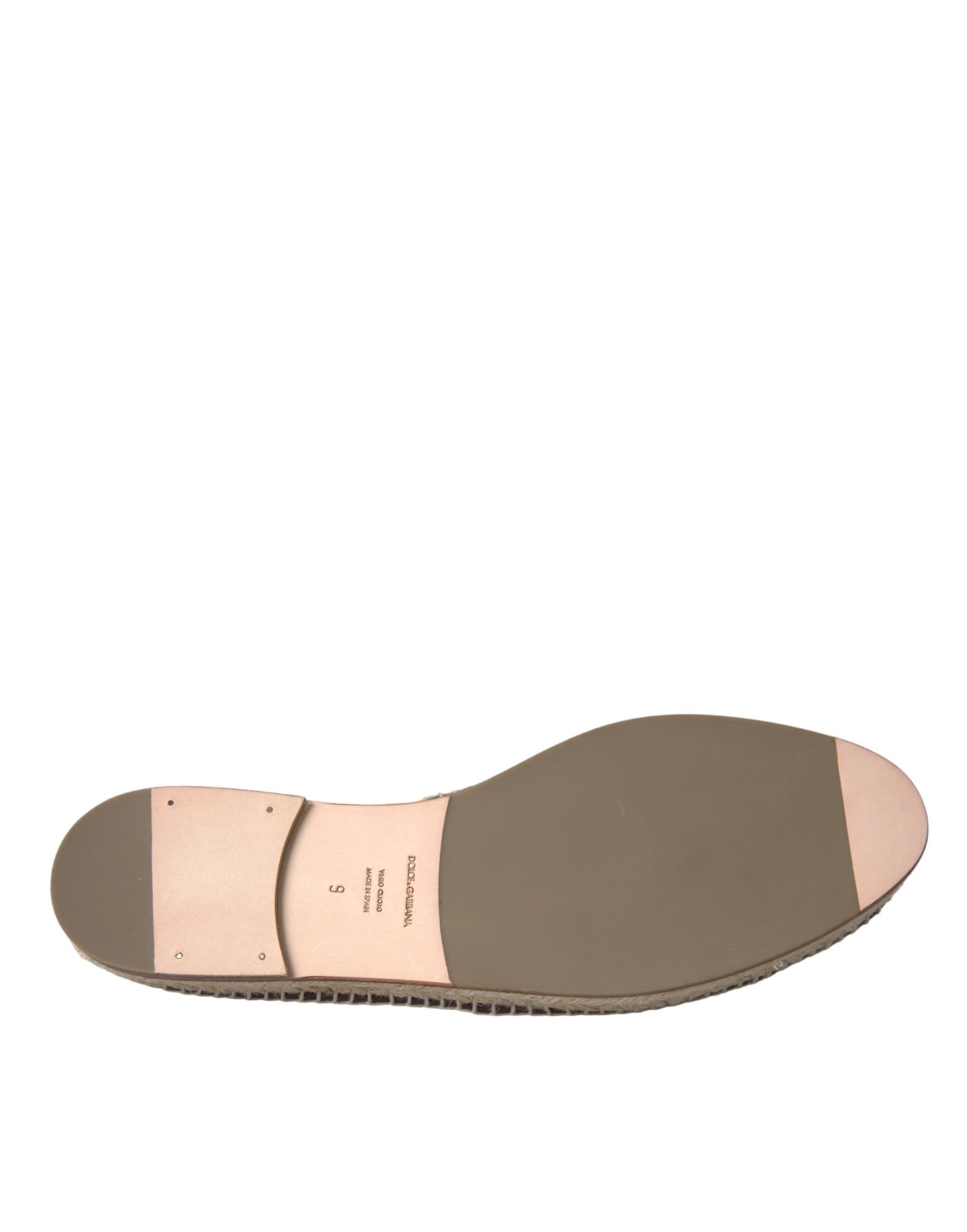 Dolce & Gabbana Brown Buffalo Leather Espadrille Flats Shoes Dolce & Gabbana