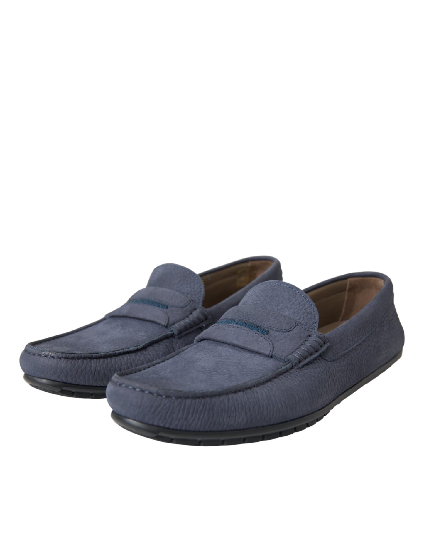 Dolce & Gabbana Blue Calf Leather Slip On Moccasin Shoes Dolce & Gabbana