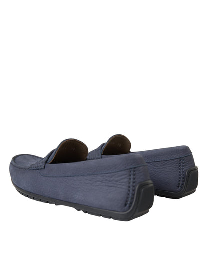 Dolce & Gabbana Blue Calf Leather Slip On Moccasin Shoes Dolce & Gabbana