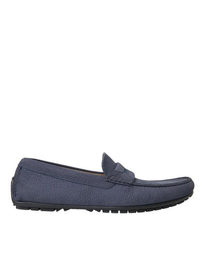 Dolce & Gabbana Blue Calf Leather Slip On Moccasin Shoes Dolce & Gabbana