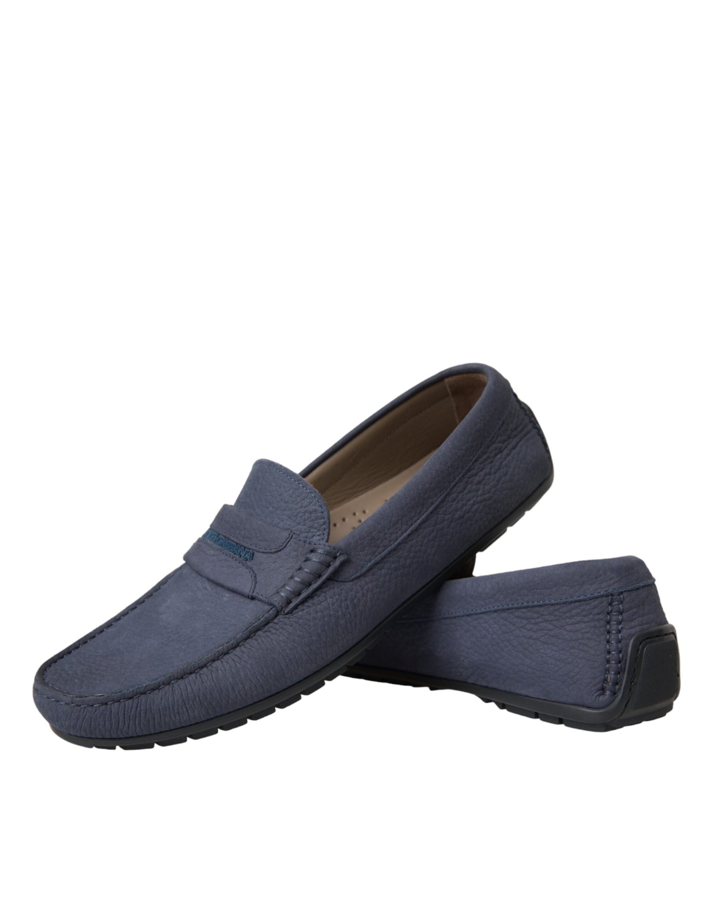 Dolce & Gabbana Blue Calf Leather Slip On Moccasin Shoes Dolce & Gabbana