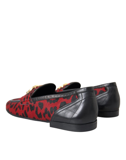 Dolce & Gabbana Red Black Leopard DG Loafers Formal Men Shoes Dolce & Gabbana