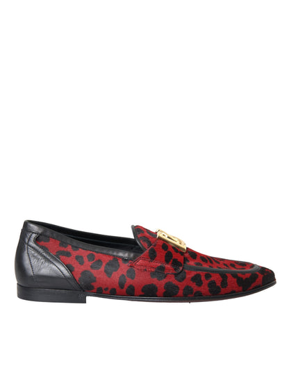 Dolce & Gabbana Red Black Leopard DG Loafers Formal Men Shoes Dolce & Gabbana