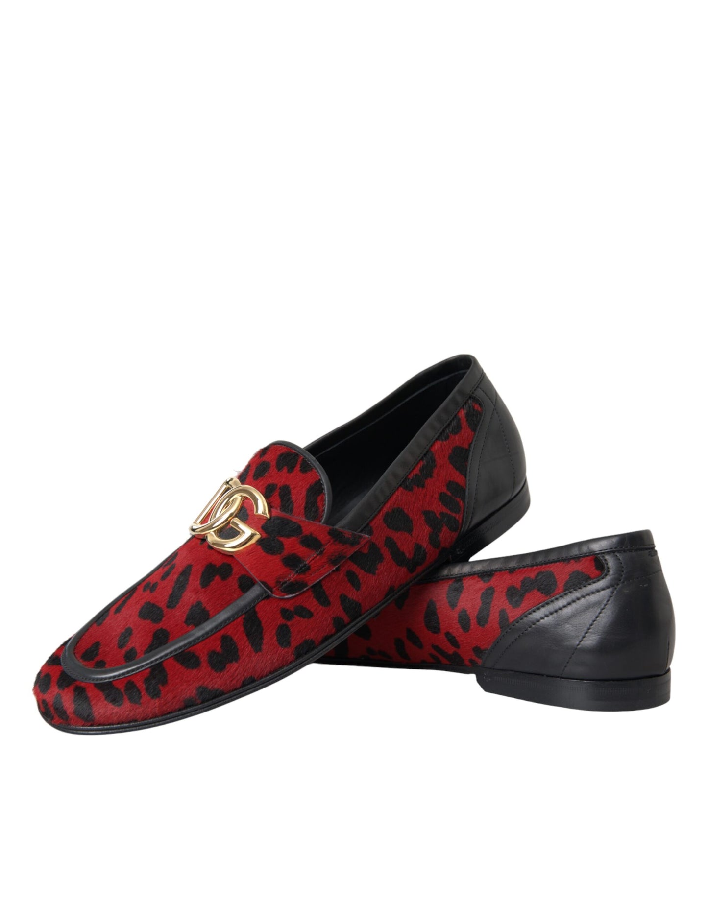 Dolce & Gabbana Red Black Leopard DG Loafers Formal Men Shoes Dolce & Gabbana