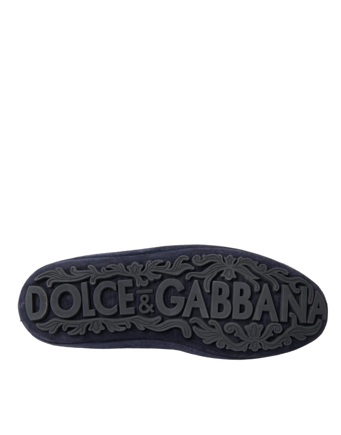 Dolce & Gabbana Blue Leather Suede Crystal Crown Loafers Shoes Dolce & Gabbana