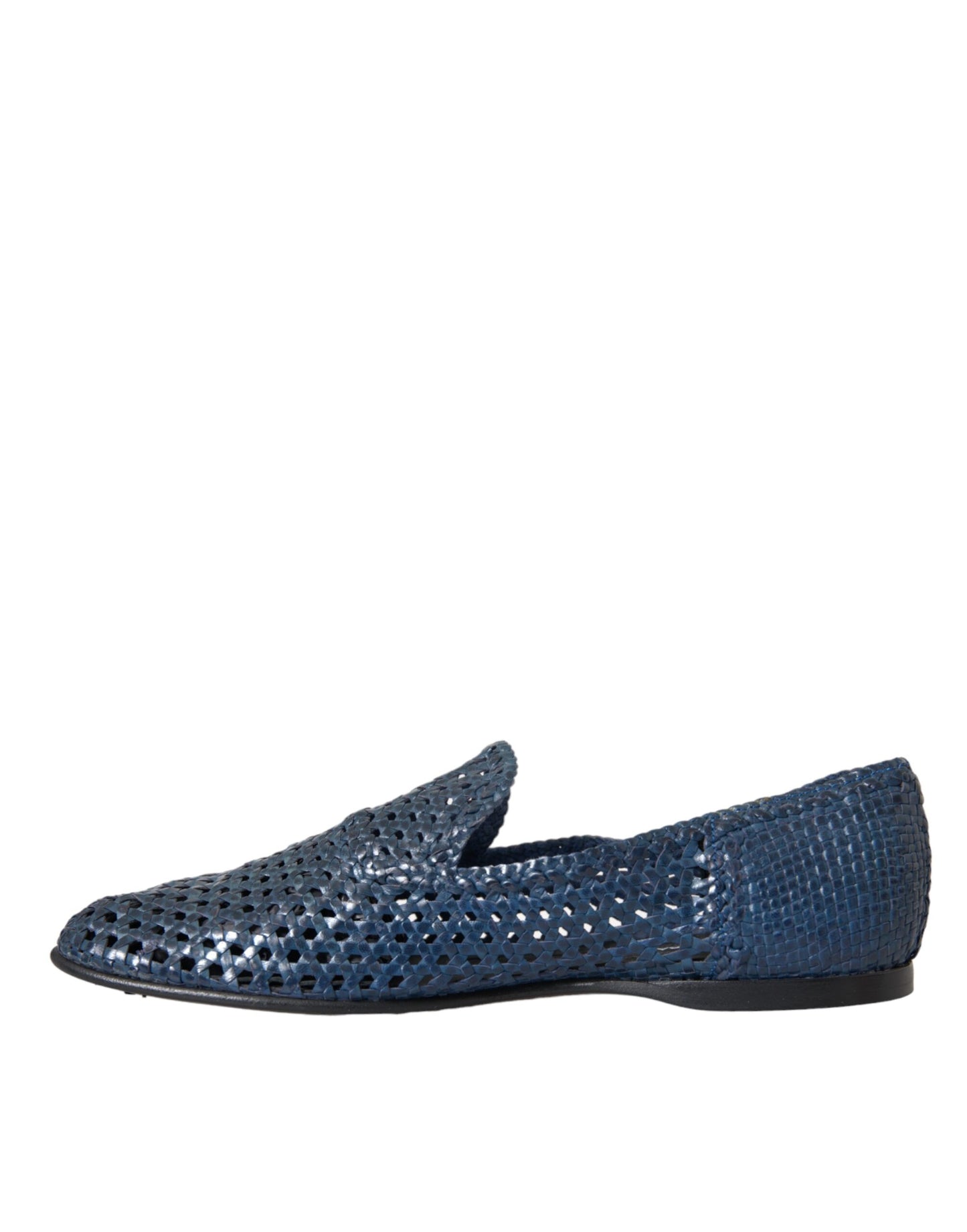 Dolce & Gabbana Blue Woven Leather Slip On Loafers Men Shoes Dolce & Gabbana