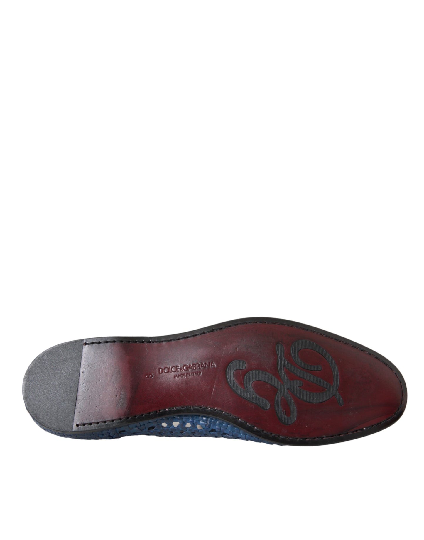 Dolce & Gabbana Blue Woven Leather Slip On Loafers Men Shoes Dolce & Gabbana