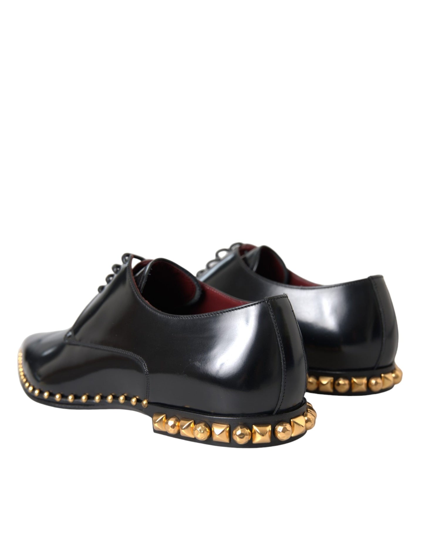 Dolce & Gabbana Black Leather Gold Studded Derby Dress Shoes Dolce & Gabbana