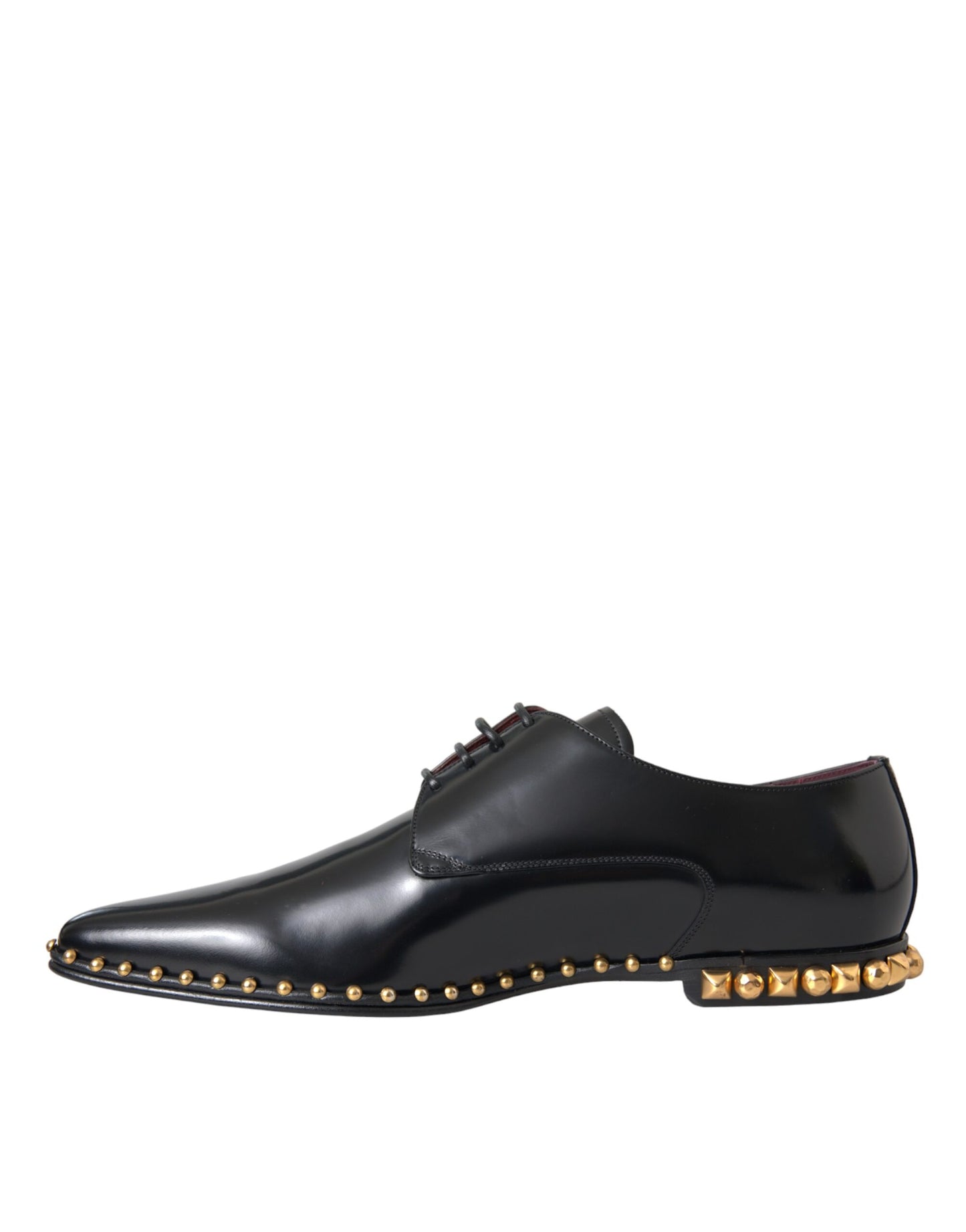 Dolce & Gabbana Black Leather Gold Studded Derby Dress Shoes Dolce & Gabbana