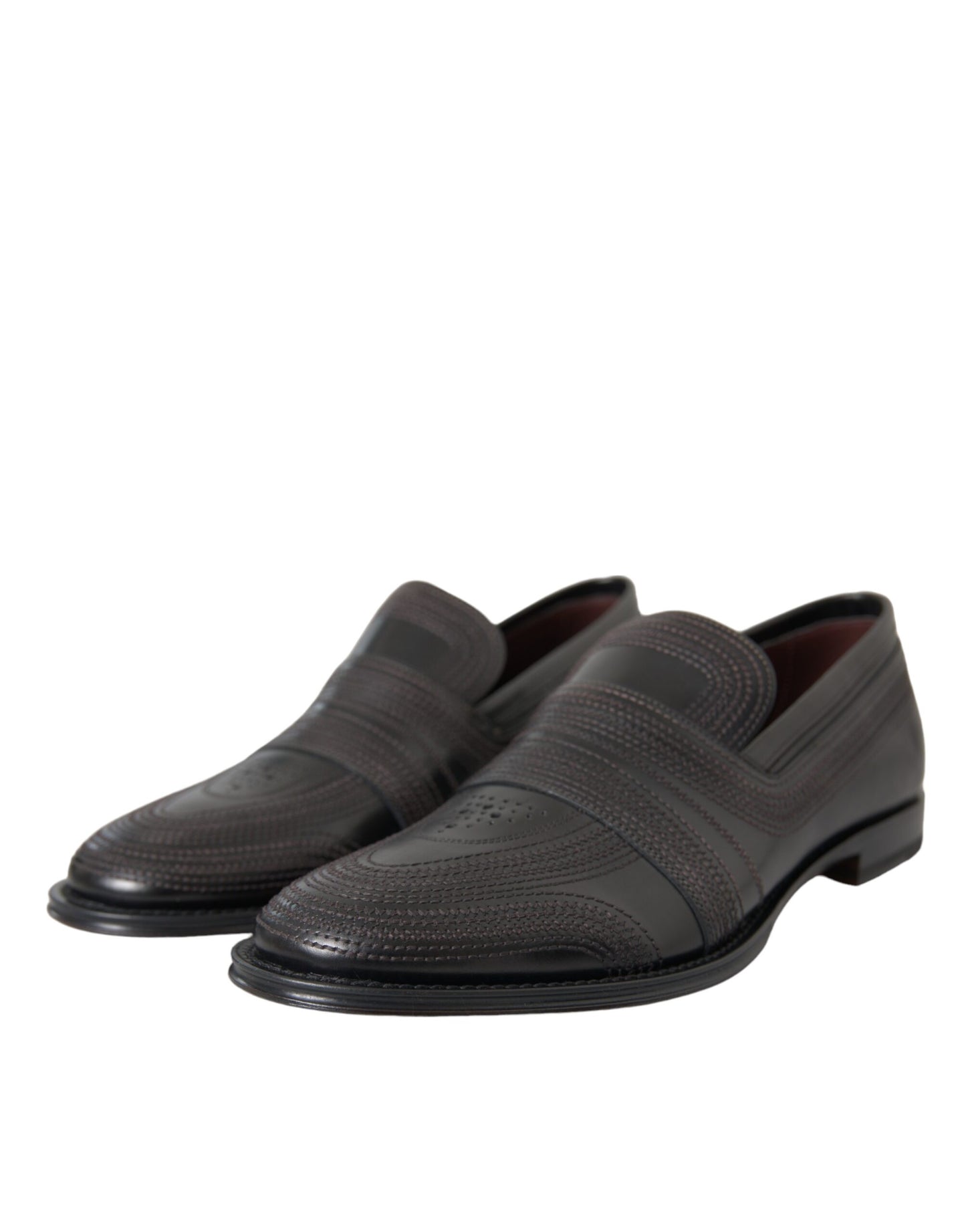 Dolce & Gabbana Black Brown Leather Loafer Men Dress Shoes Dolce & Gabbana