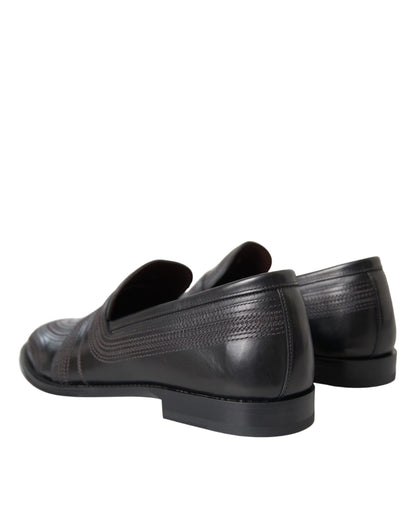 Dolce & Gabbana Black Brown Leather Loafer Men Dress Shoes Dolce & Gabbana