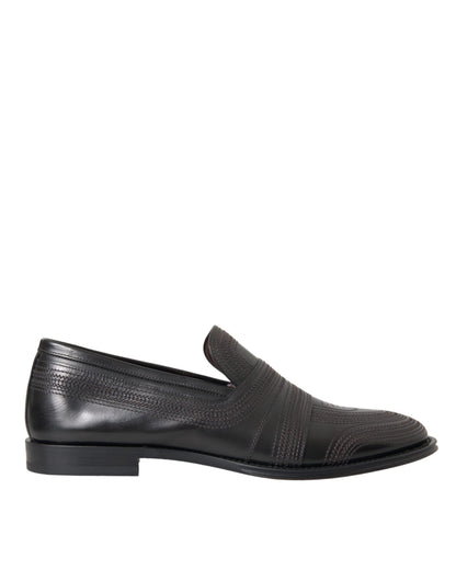 Dolce & Gabbana Black Brown Leather Loafer Men Dress Shoes Dolce & Gabbana