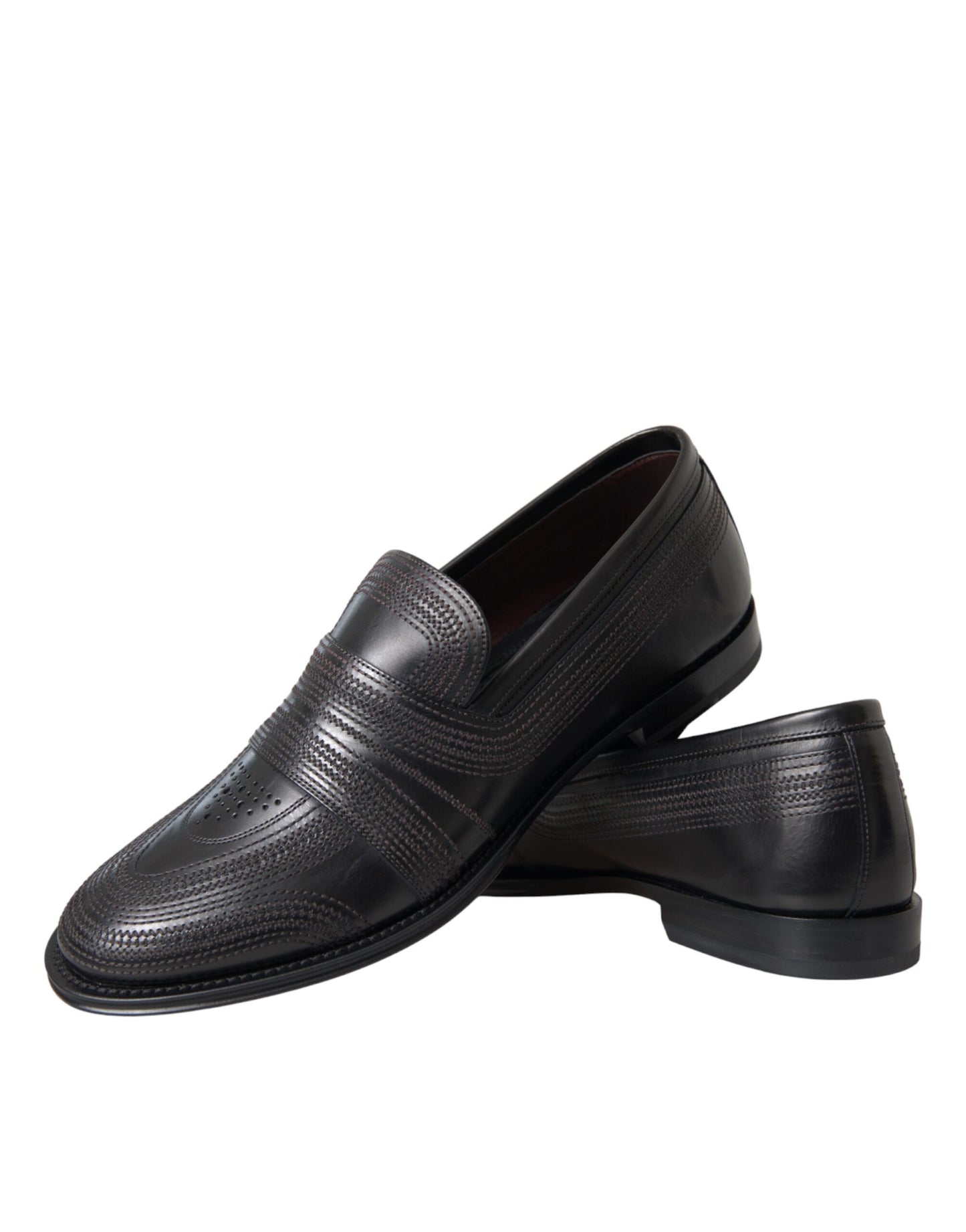 Dolce & Gabbana Black Brown Leather Loafer Men Dress Shoes Dolce & Gabbana