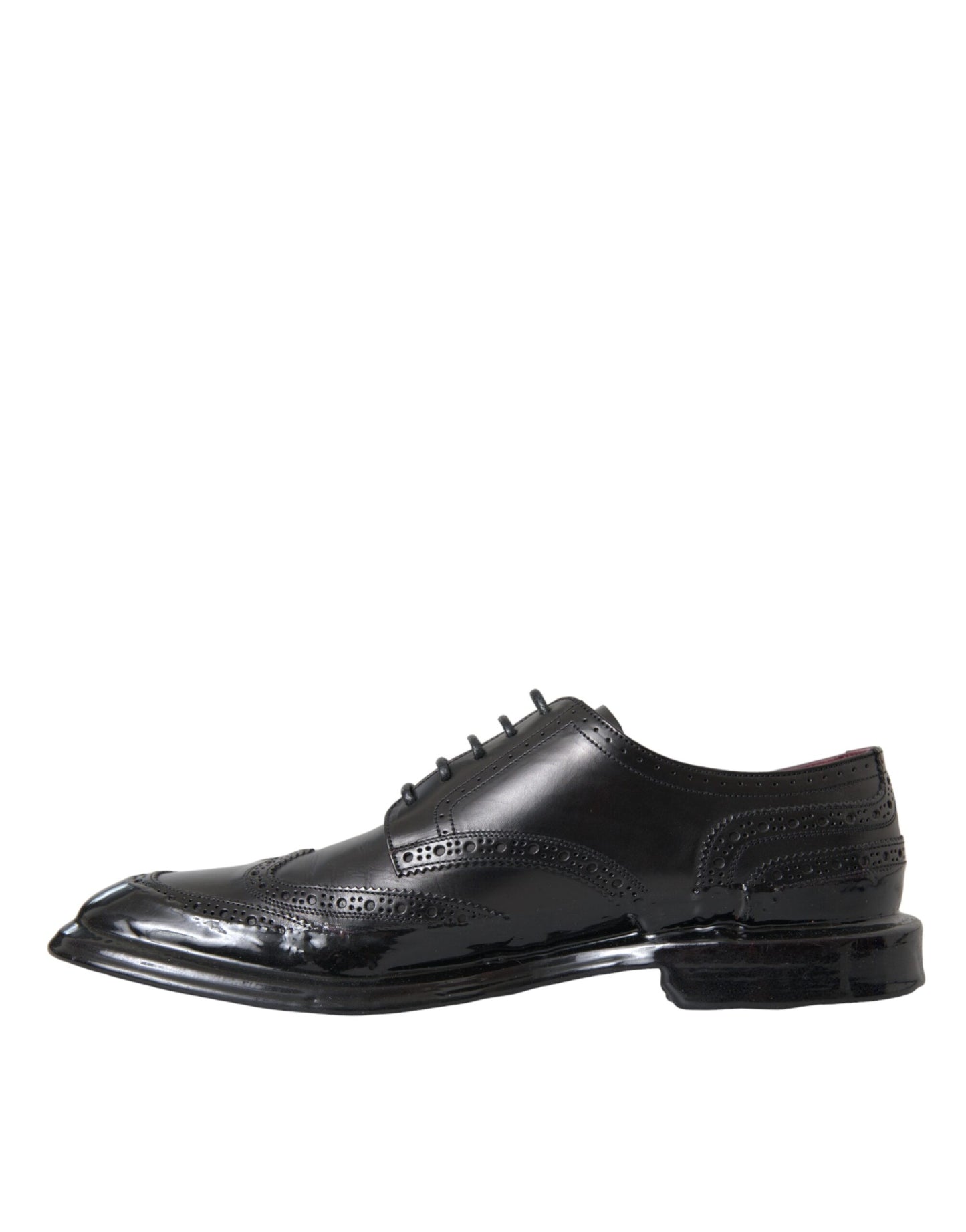 Dolce & Gabbana Black Leather Oxford Wingtip Formal Men Shoes Dolce & Gabbana