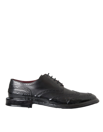 Dolce & Gabbana Black Leather Oxford Wingtip Formal Men Shoes Dolce & Gabbana