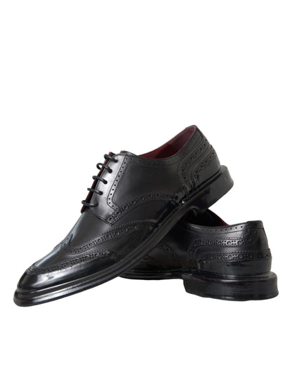 Dolce & Gabbana Black Leather Oxford Wingtip Formal Men Shoes Dolce & Gabbana