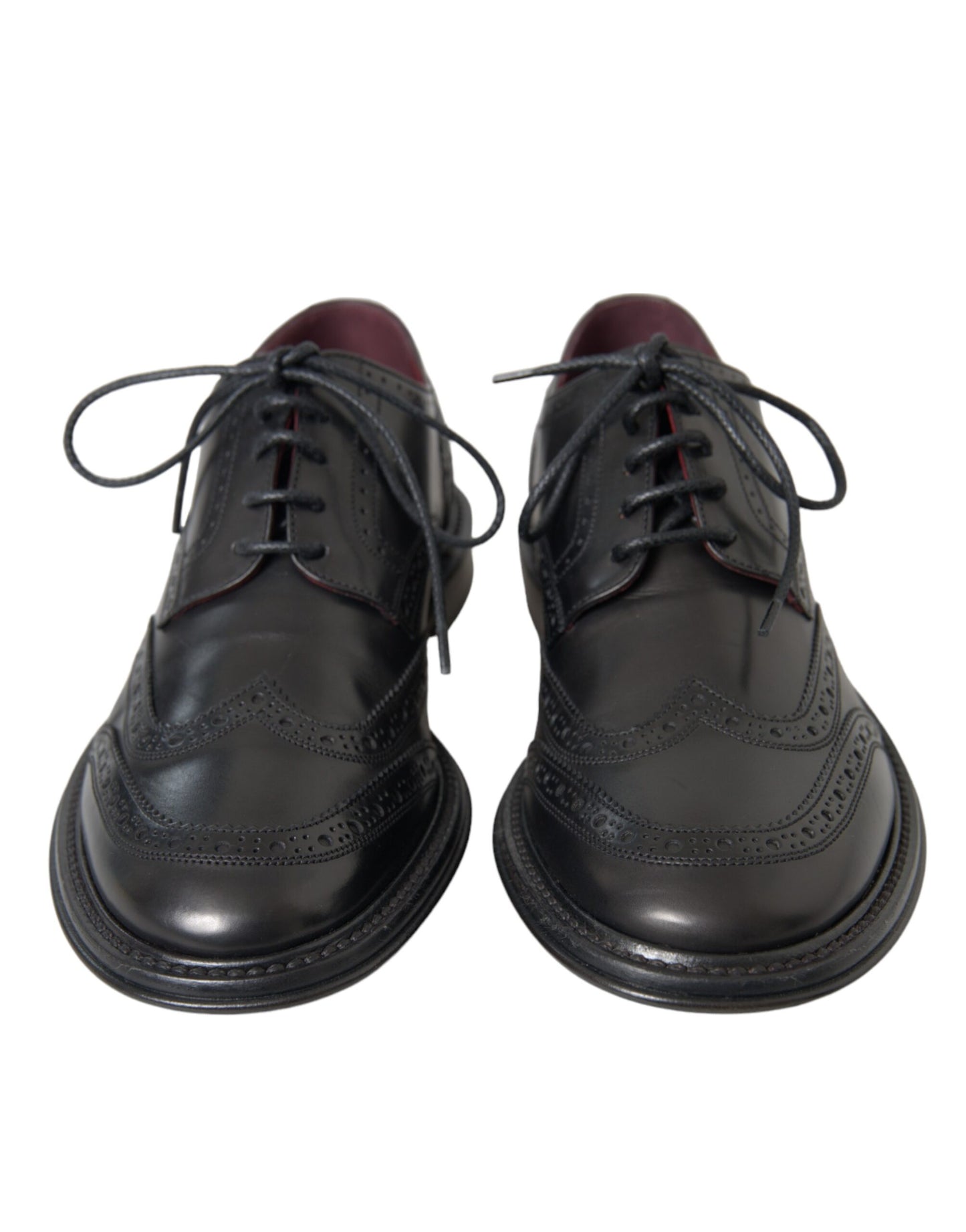 Dolce & Gabbana Black Leather Oxford Wingtip Formal Men Shoes Dolce & Gabbana