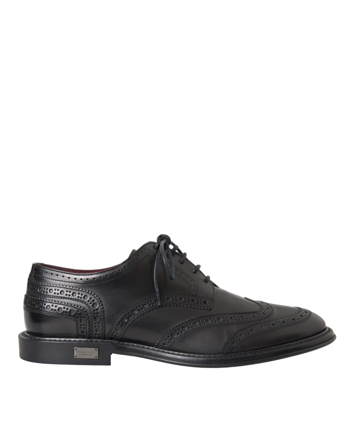 Dolce & Gabbana Black Leather Oxford Wingtip Formal Men Shoes Dolce & Gabbana