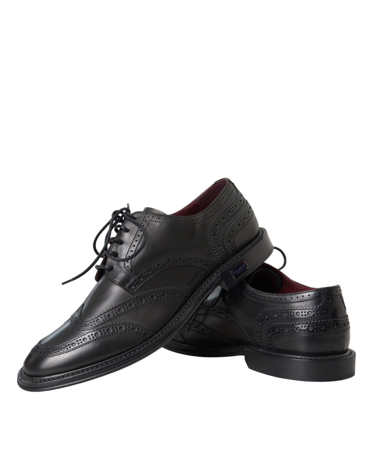 Dolce & Gabbana Black Leather Oxford Wingtip Formal Men Shoes Dolce & Gabbana