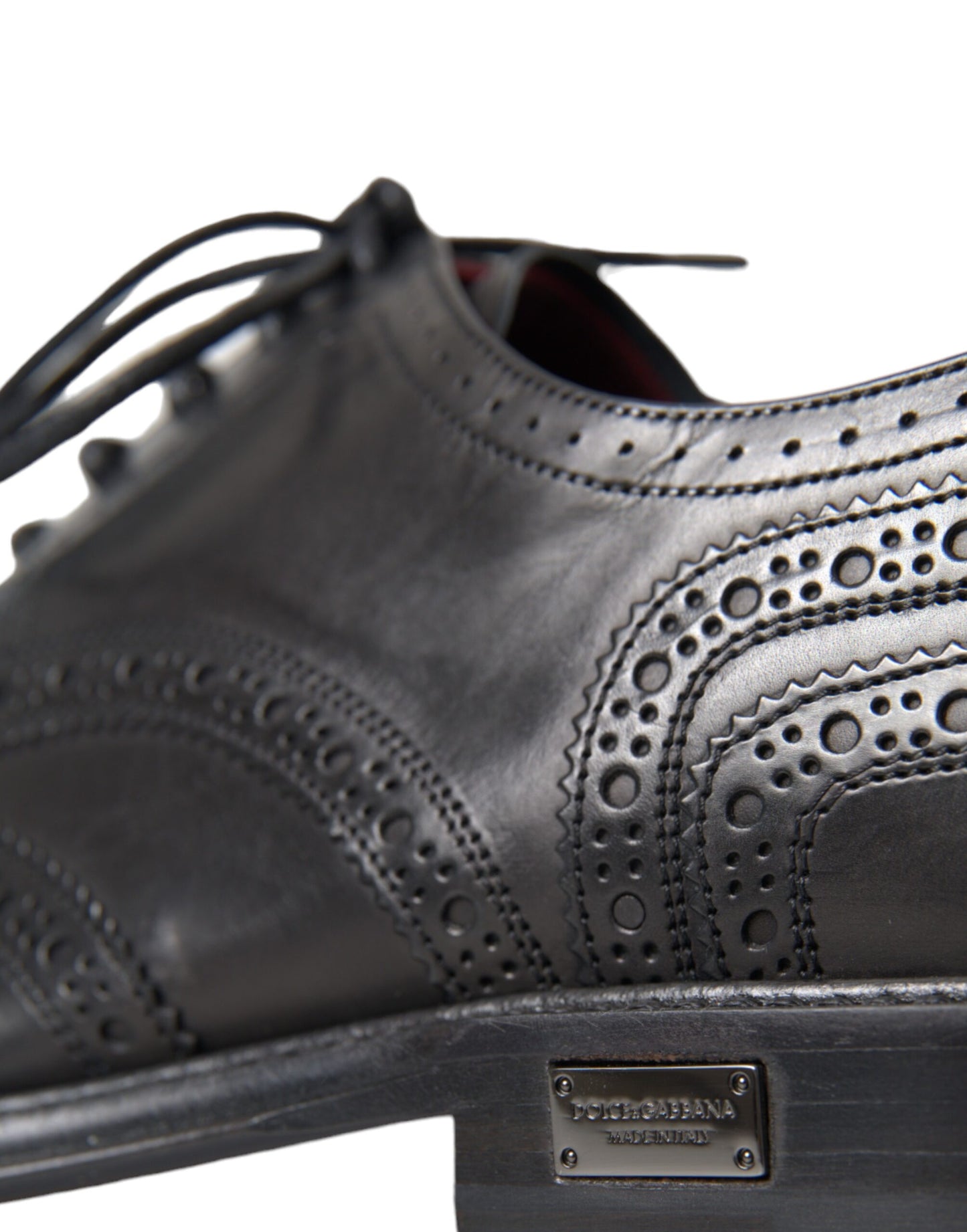 Dolce & Gabbana Black Leather Oxford Wingtip Formal Men Shoes Dolce & Gabbana