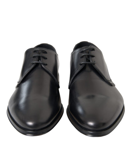 Dolce & Gabbana Black Leather Derby Formal Dress Men Shoes Dolce & Gabbana