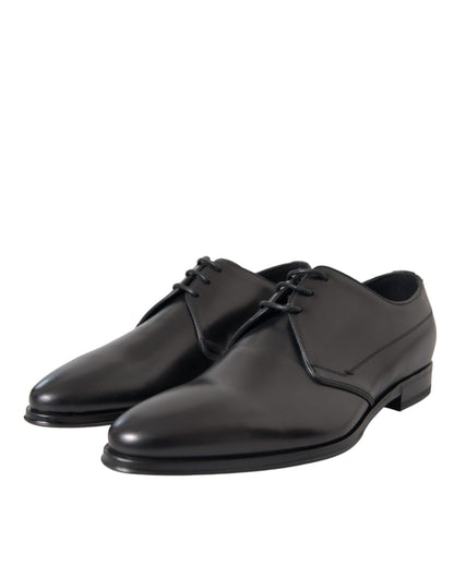 Dolce & Gabbana Black Leather Derby Formal Dress Men Shoes Dolce & Gabbana