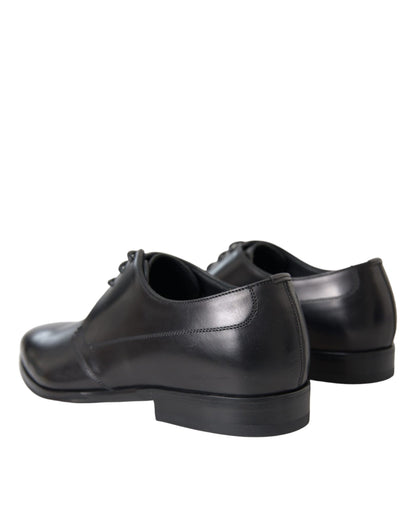 Dolce & Gabbana Black Leather Derby Formal Dress Men Shoes Dolce & Gabbana