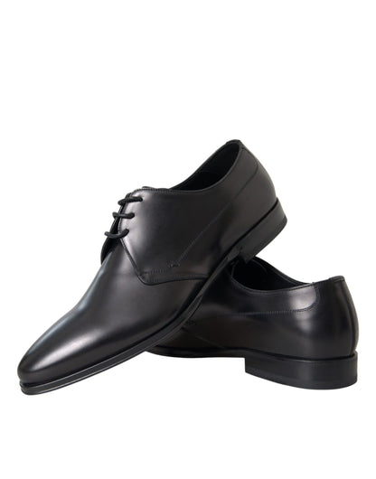 Dolce & Gabbana Black Leather Derby Formal Dress Men Shoes Dolce & Gabbana