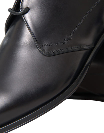 Dolce & Gabbana Black Leather Derby Formal Dress Men Shoes Dolce & Gabbana