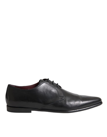 Dolce & Gabbana Black Leather Derby Formal Dress Men Shoes Dolce & Gabbana