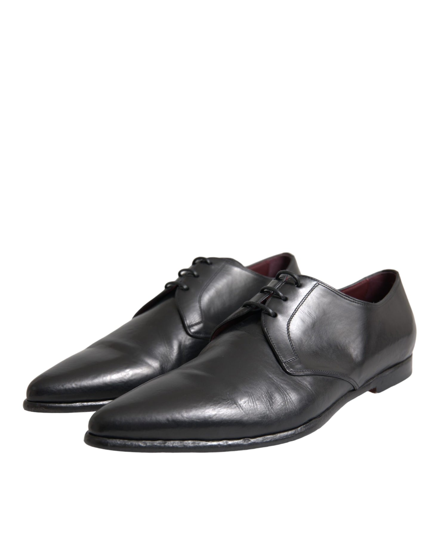 Dolce & Gabbana Black Leather Derby Formal Dress Men Shoes Dolce & Gabbana