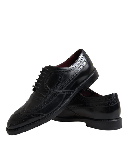 Dolce & Gabbana Black Leather Oxford Wingtip Formal Men Shoes Dolce & Gabbana