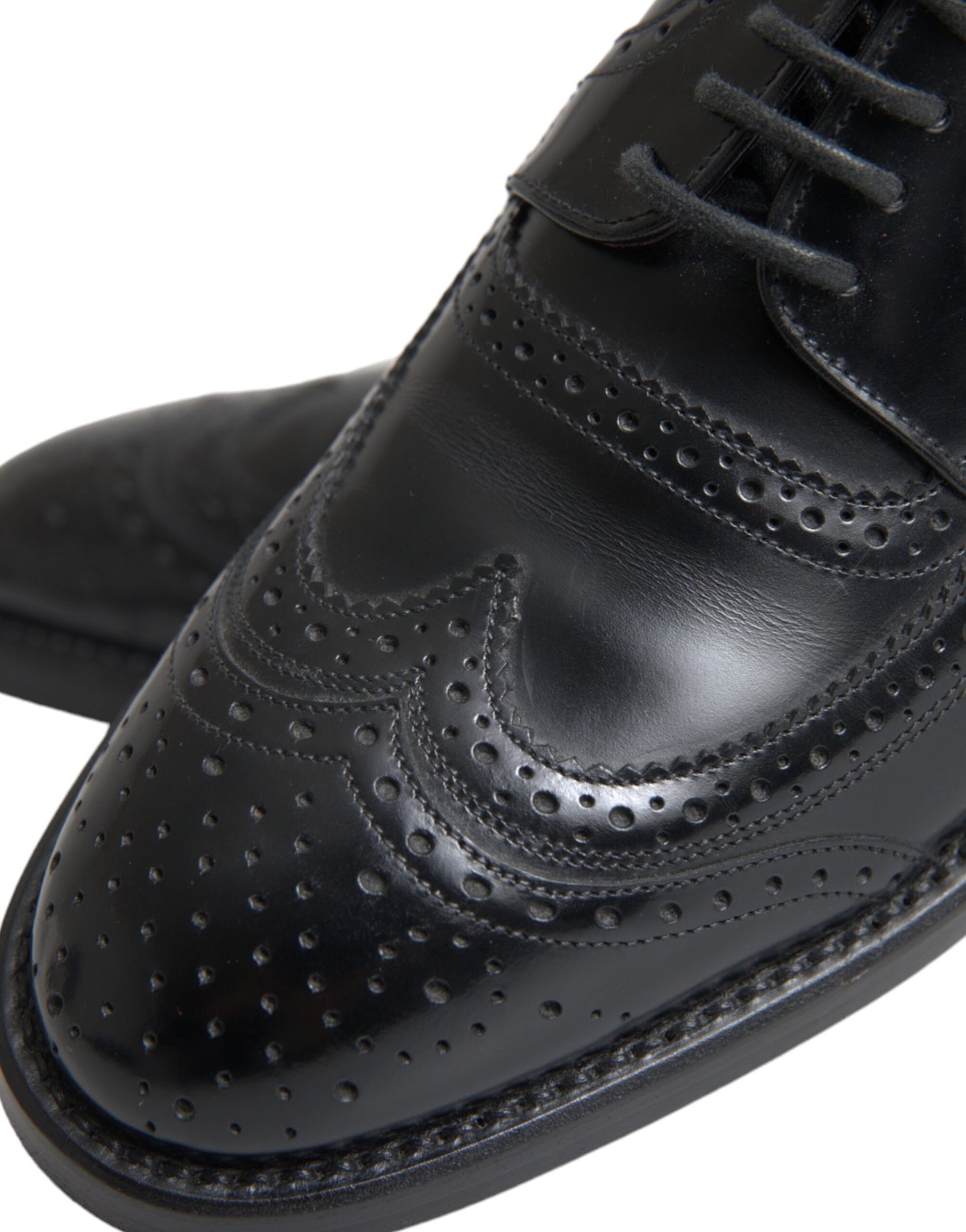 Dolce & Gabbana Black Leather Oxford Wingtip Formal Men Shoes Dolce & Gabbana