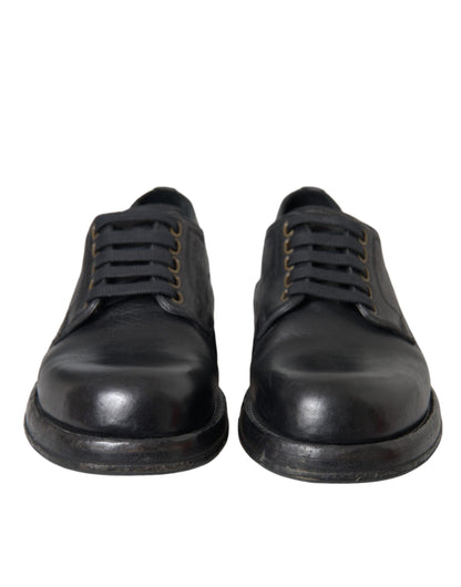 Dolce & Gabbana Black Horse Leather Derby Men Dress Shoes Dolce & Gabbana