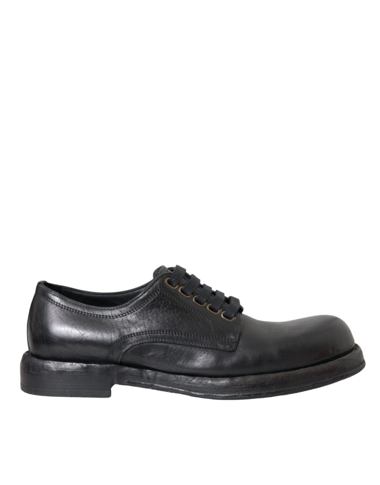 Dolce & Gabbana Black Horse Leather Derby Men Dress Shoes Dolce & Gabbana