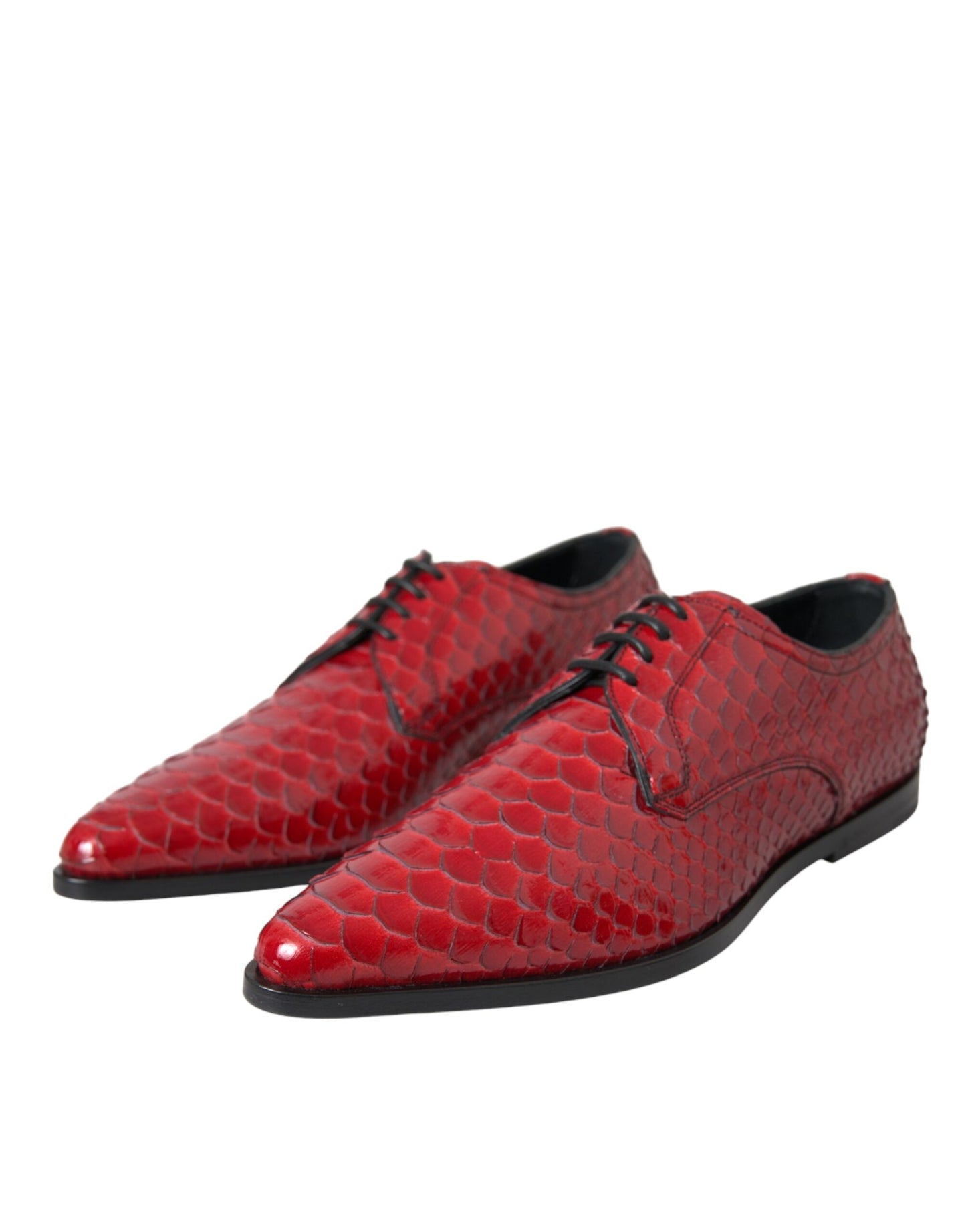 Dolce & Gabbana Red Textured Varnished Derby Men Formal Shoes Dolce & Gabbana