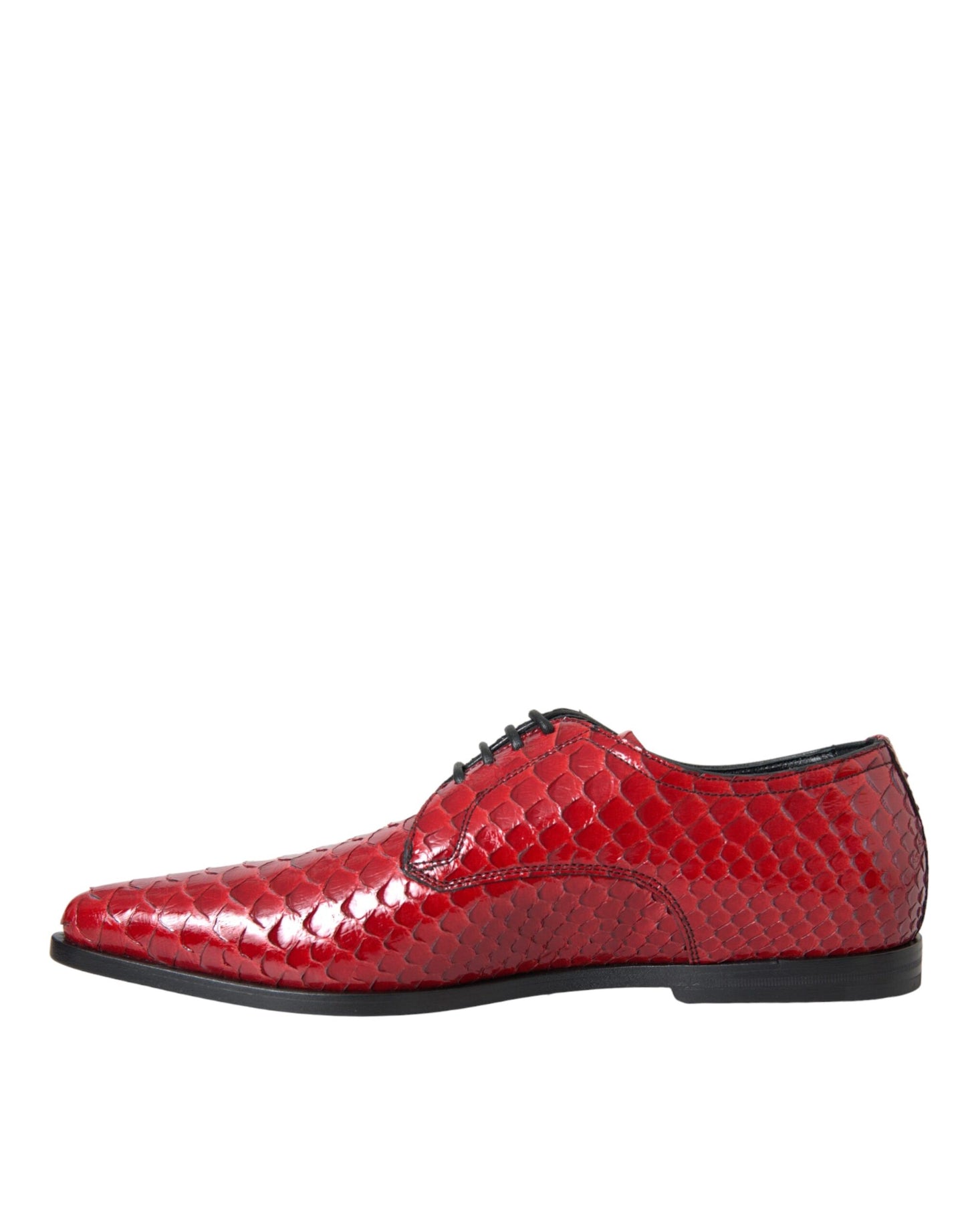 Dolce & Gabbana Red Textured Varnished Derby Men Formal Shoes Dolce & Gabbana