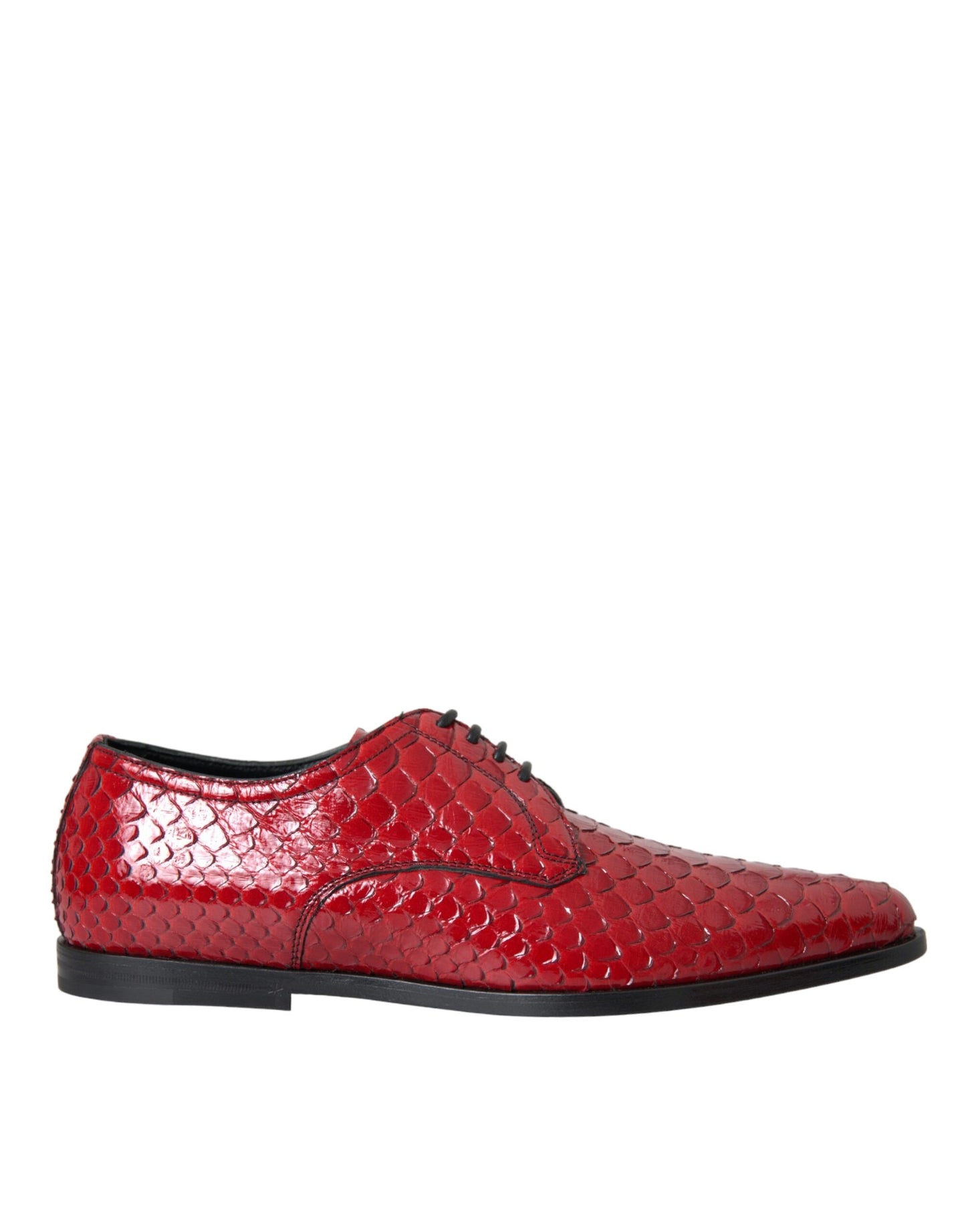 Dolce & Gabbana Red Textured Varnished Derby Men Formal Shoes Dolce & Gabbana