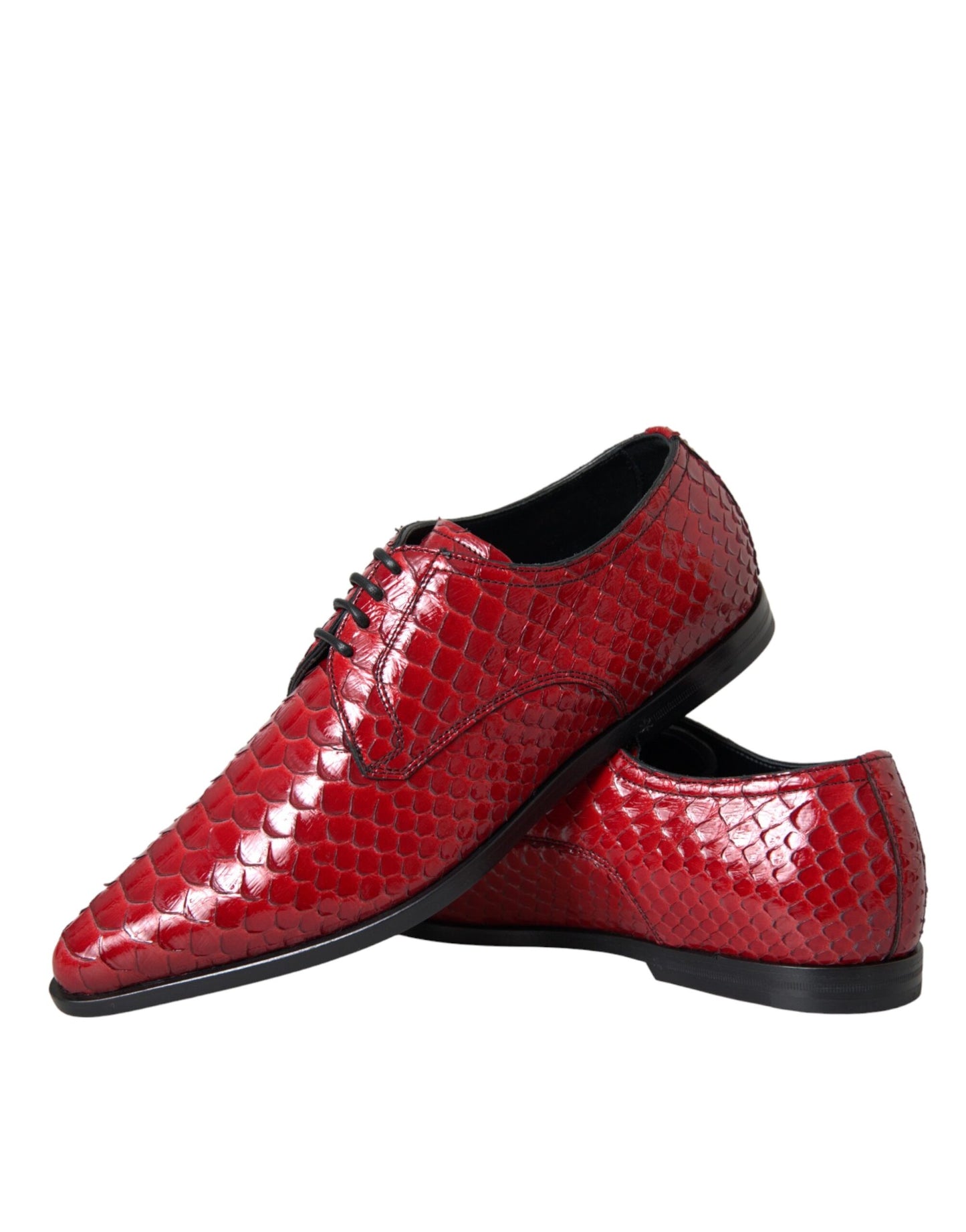 Dolce & Gabbana Red Textured Varnished Derby Men Formal Shoes Dolce & Gabbana