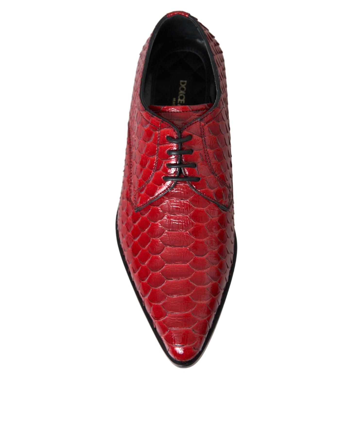 Dolce & Gabbana Red Textured Varnished Derby Men Formal Shoes Dolce & Gabbana