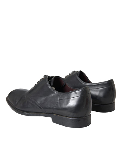 Dolce & Gabbana Black Leather Derby Formal Dress Men Shoes Dolce & Gabbana