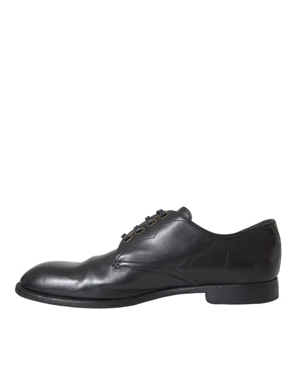 Dolce & Gabbana Black Leather Derby Formal Dress Men Shoes Dolce & Gabbana