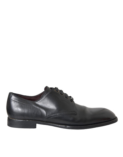 Dolce & Gabbana Black Leather Derby Formal Dress Men Shoes Dolce & Gabbana