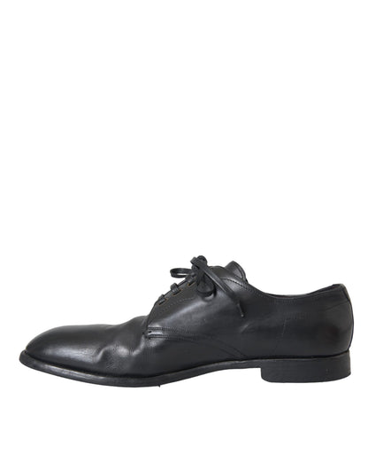 Dolce & Gabbana Black Leather Derby Formal Dress Men Shoes Dolce & Gabbana